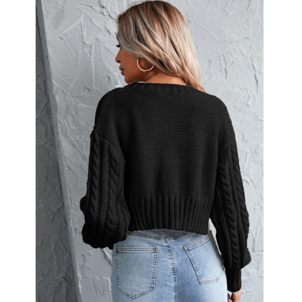 2 Piece Knit Set: Black Tube Top & Cardigan - Picture 3 of 6
